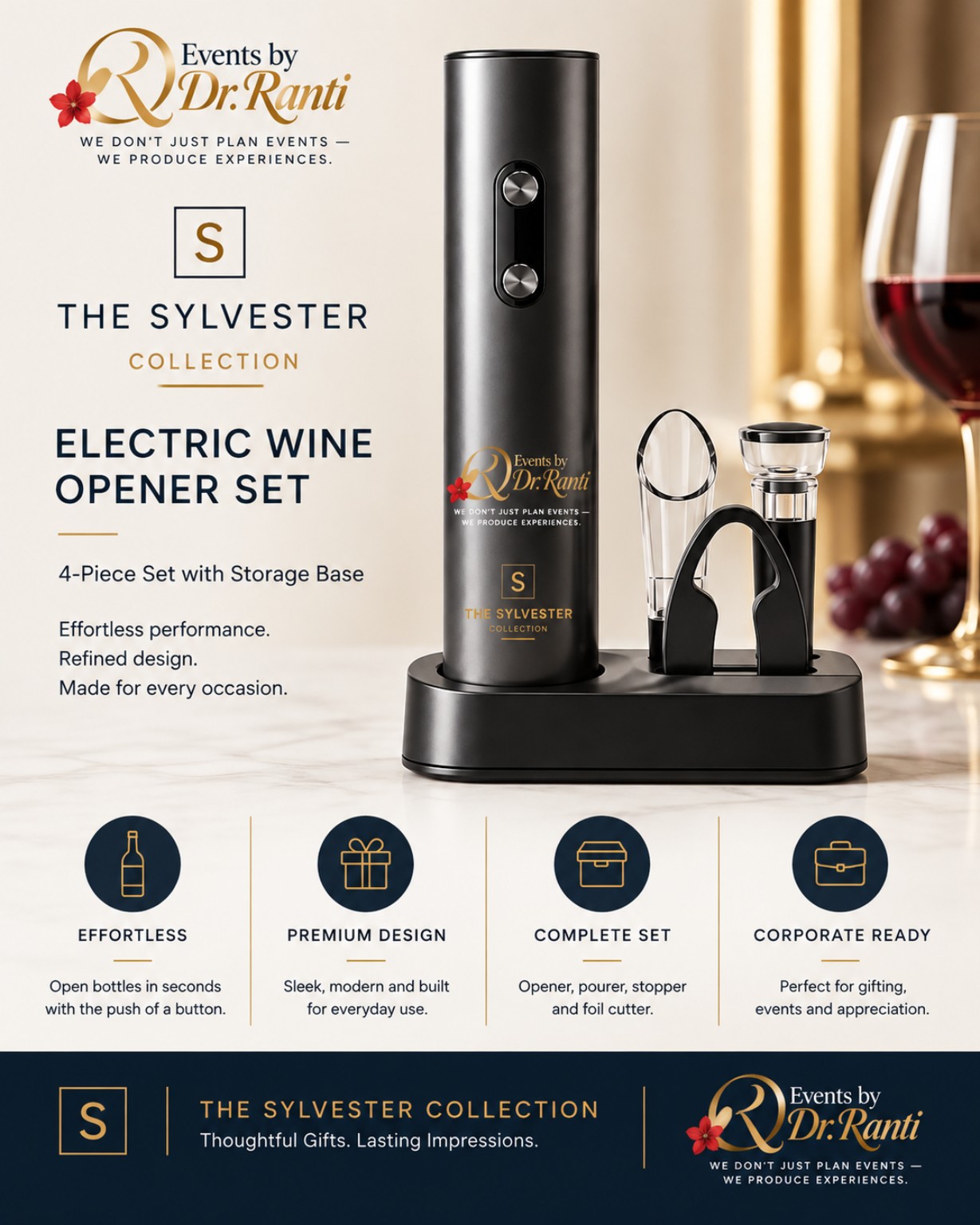 Electric Wine Opener Set from The Sylvester Collection by Events by Dr. Ranti